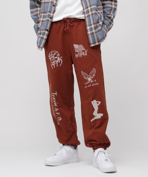 《WEB限定》STENCIL PRINT SWEAT PANTS ／ ステンシル プリント スウェットパンツ ／ AVIREX ／ アヴィレ