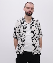 SLEEVESHIRT ALOHA SHIRT ORANGE＆GIRL ／ 半袖アロハシャツ