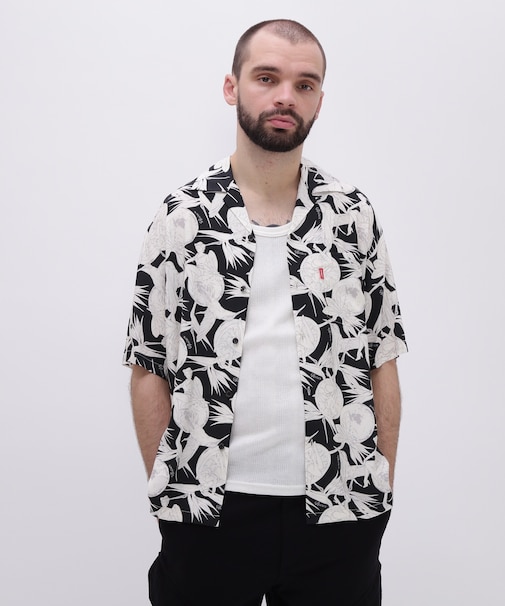 SLEEVESHIRT ALOHA SHIRT ORANGE＆GIRL ／ 半袖アロハシャツ