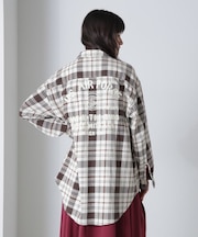 《直営店限定》COTTON WIDE CHECK EMB SHIRTS USAF／コットンワイドチェ
