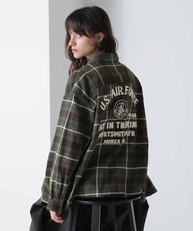 《直営店限定》COTTON WIDE CHECK EMB SHIRTS USAF／コットンワイドチェ