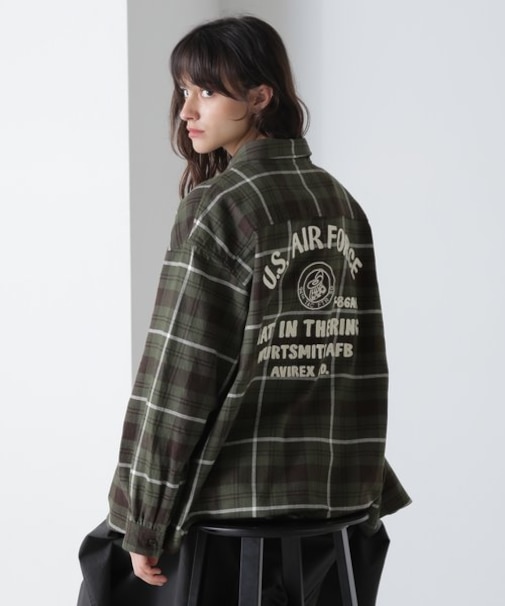 《直営店限定》COTTON WIDE CHECK EMB SHIRTS USAF／コットンワイドチェ