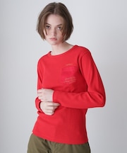 LS COLOR STITCH EMB WAFFLE T-SHIRT／カラーステッチ刺繍ワッフルTシ