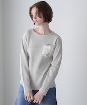 LS COLOR STITCH EMB WAFFLE T-SHIRT／カラーステッチ刺繍ワッフルTシ