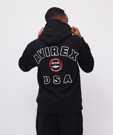 VARSITY LOGO SWEAT ZIP UP PARKA ／バーシティ ロゴ スウェット ジップアップ パーカー