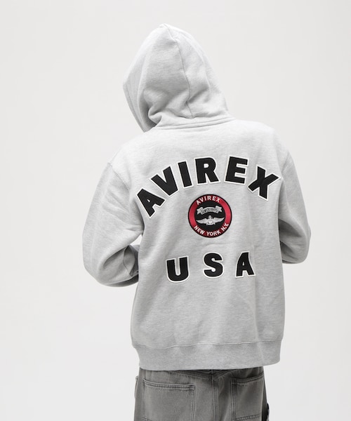 VARSITY LOGO SWEAT ZIP UP PARKA ／バーシティ ロゴ スウェット
