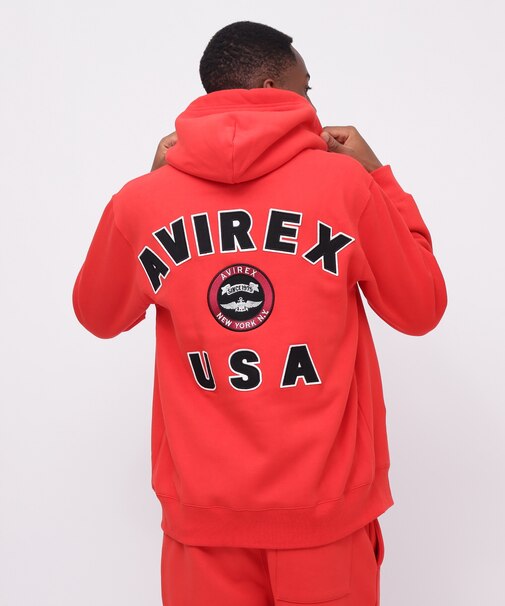 VARSITY LOGO SWEAT ZIP UP PARKA ／バーシティ ロゴ スウェット ジップアップ パーカー