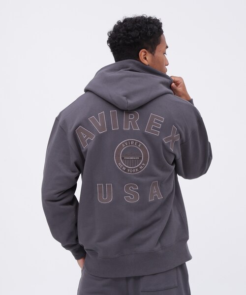 VARSITY LOGO ZIP SWEAT PARKA NYC ／ ジップ スウェット パーカー