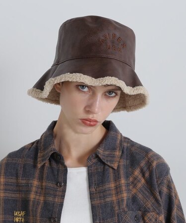 《直営店限定》REVERSIBLE FAKE  LEATHER HAT／リバーシブル ハット