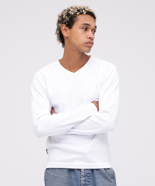 《DAILY》RIB L/S V-NECK T-SHIRT/リブ 長袖 ブイネック Tシャツ  デイリーウェア