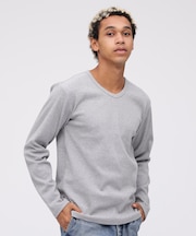 《DAILY》RIB L／S V-NECK T-SHIRT／リブ 長袖 ブイネック Tシャツ  デイリーウェア