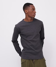 《DAILY／デイリー》RIB L／S CREW NECK T-SHIRT／リブ 長袖 クルーネック Tシャツ  デイリーウェア