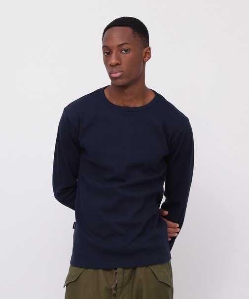 《DAILY／デイリー》RIB L／S CREW NECK T-SHIRT／リブ 長袖 クルーネック Tシャツ  デイリーウェア