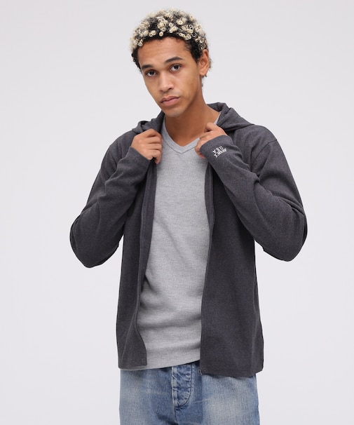 《DAILY／デイリー》RIB ZIP PARKA／デイリー 長袖 リブ ジップパーカー／AVIREX／アヴィレックス