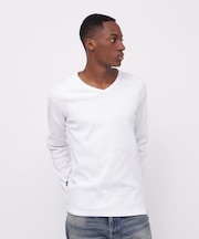 《DAILY／デイリー》MINI WAFFLE V NECK T-SHIRT／ミニワッフル 長袖 Vネック Tシャツ