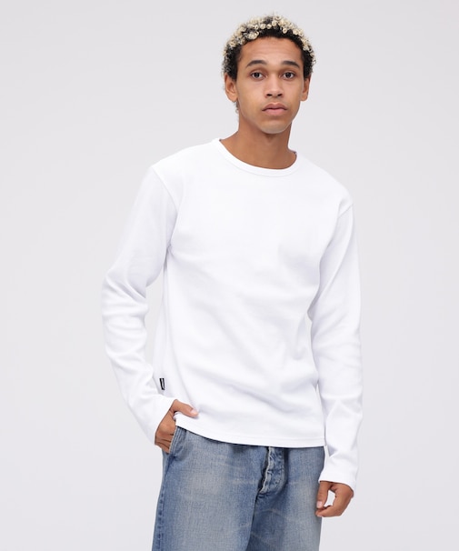 《DAILY／デイリー》MINI WAFFLE CREW-NECK L／S T-SHIRT／ミニワッフル クルーネック 長袖 Tシャツ