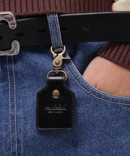 AVIREX KEY HOLDER EMBOSSED LEATHER ／ アヴィレックス キーホルダー エンボス レザー