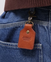 AVIREX KEY HOLDER EMBOSSED LEATHER ／ アヴィレックス キーホルダー エンボス レザー