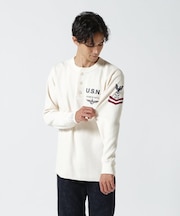 《直営店限定》HONEYCOMB WAFFLE  HENRY T-SHIRT ／ ハニカム ワッフル　ヘンリー長袖Tシャツ