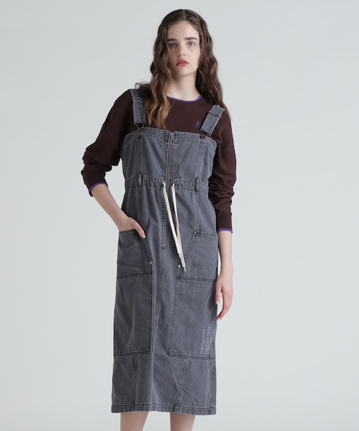 BELT PRINT DENIM JUMPER SKIRT／ベルトプリントデニムジャンパースカート