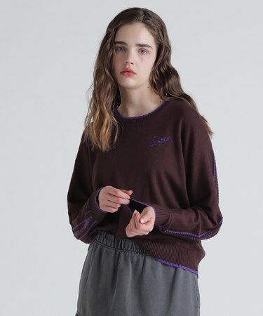 COLOR LINE BACK LOGO KNIT TOPS／カラーライン バックロゴトップス