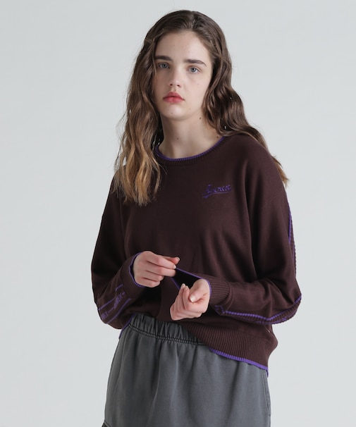 COLOR LINE BACK LOGO KNIT TOPS／カラーライン バックロゴトップス