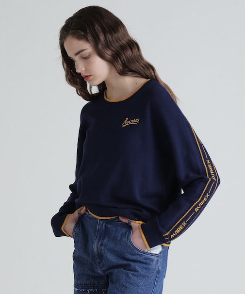 COLOR LINE BACK LOGO KNIT TOPS／カラーライン バックロゴトップス