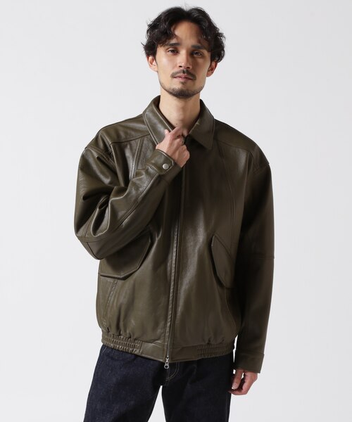 AVIREX ウルフ　オオカミ　レザージャケット　ブルゾンアウター　Lサイズ LEATHER CWU BLOUSON ／ レザー CWU ブルゾン ／ AVIREX