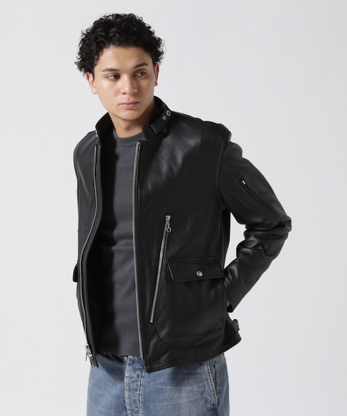 LEATHER MILITARY RIDERS JACKET／レザー ミリタリー ライダース