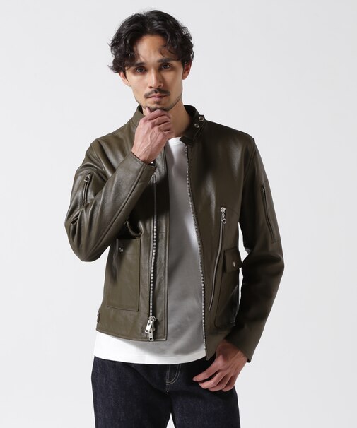 LEATHER MILITARY RIDERS JACKET／レザー ミリタリー ライダース