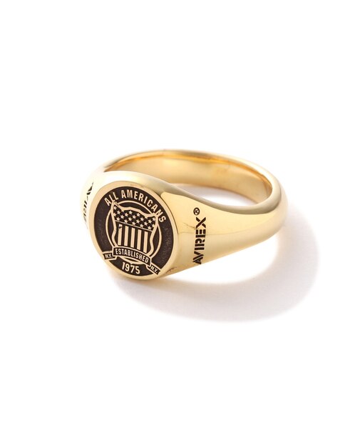 《AVIREXby J.H.M CO.，LTD. 》"VARSITY" SIGNATURE RING GOLD PLATED ／