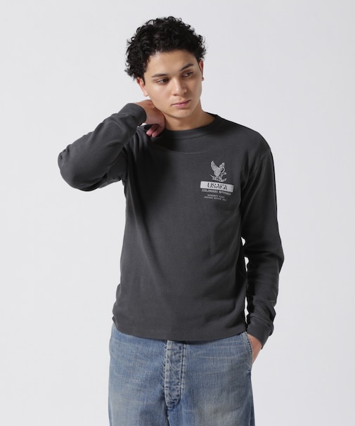 FADE WASH HONEYCOMB WAFFLE T-SHIRT ／ フェイドウォッシュ ハニカムワッフル 長袖Tシャツ