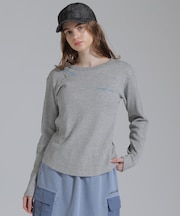 DOODLE PRINT HONEYCOMB WAFFLE LONG SLEEVE T-SHIRT／ダブルプリントハニカムワッフル