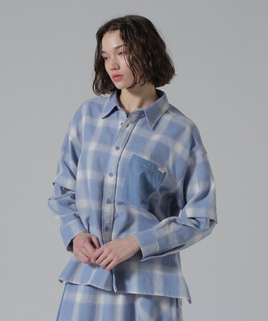 WAFFLE OMBRE CHECK DETACHABLE SHIRTS／ワッフルオンブレチェック デタッチャブルシャツ