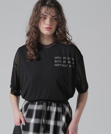 《WOMAN／直営店限定》SHEER LAYERED PRINT T-SHIRT／シアーレイヤード プリントTシャツ