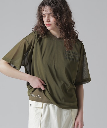《WOMAN／直営店限定》SHEER LAYERED PRINT T-SHIRT／シアーレイヤード プリントTシャツ