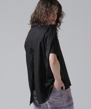 《直営店限定》WOMEN'S BACK RIBBON TENCEL SHIRTS／バックリボン テンセルシャツ