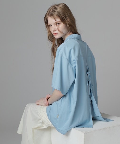 《直営店限定》WOMEN'S BACK RIBBON TENCEL SHIRTS／バックリボン テンセルシャツ