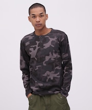 《WEB限定》《DAILY／デイリー》 RIB L／S HENLEY NECK T-SHIRT CAMOUFLAGE ／リブ ヘンリーネック