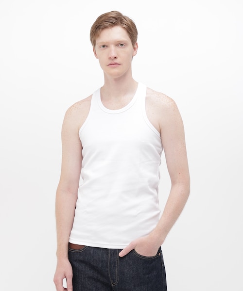 DAILY／デイリー》RIB TANK TOP BACK CROSS／リブ タンクトップ バック
