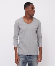 《DAILY／デイリー》2／3 SLEEVE U-NECK T-SHIRT／2／3 スリーブ Uネック Tシャツ