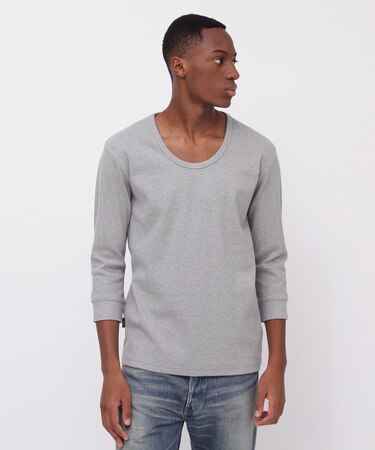 《DAILY／デイリー》2／3 SLEEVE U-NECK T-SHIRT／2／3 スリーブ Uネック Tシャツ