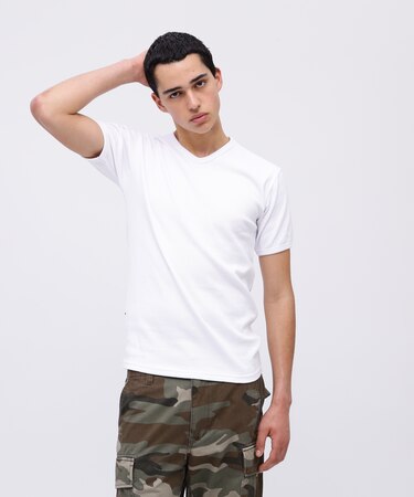 《DAILY/デイリー》RIB S/S V-NECK T-SHIRT/リブ 半袖 ブイネック Tシャツ デイリーウェア