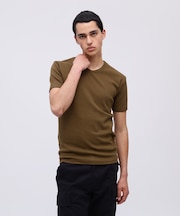 《DAILY/デイリー》RIB S/S V-NECK T-SHIRT/リブ 半袖 ブイネック Tシャツ デイリーウェア