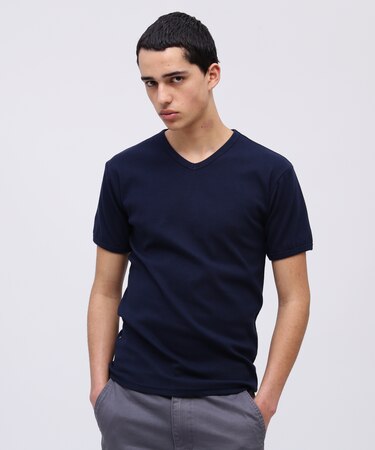 《DAILY/デイリー》RIB S/S V-NECK T-SHIRT/リブ 半袖 ブイネック Tシャツ デイリーウェア