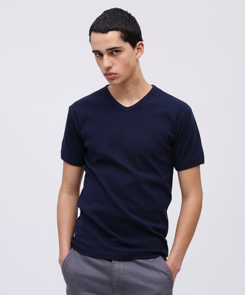 《DAILY/デイリー》RIB S/S V-NECK T-SHIRT/リブ 半袖 ブイネック Tシャツ デイリーウェア