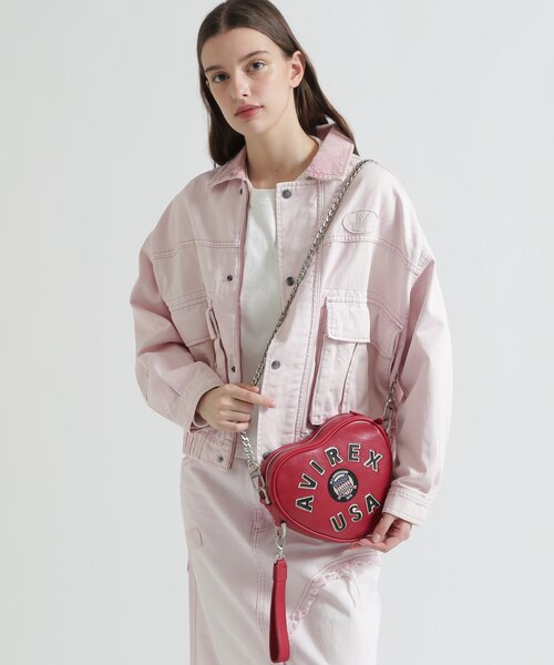 直営店限定》VARSITY HEART CHAIN BAG／バーシティーハートチェーン