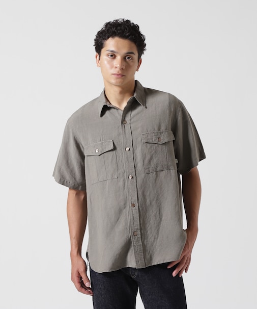 《TFQP by HANDROOM》UTILITY SHORTSLEEVE SHIRT FLAT BLACK ／ 半袖シャツ