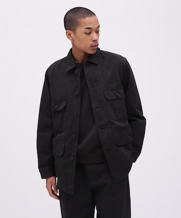 《TFQP by HANDROOM》BLACK CHAMBRAY JACKET "A-1[B]" ／ シャンブレージャケット