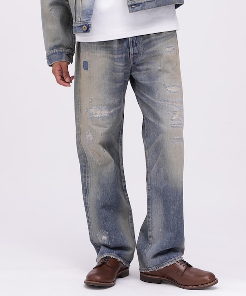 《TFQP》BUCKLE BUCK DENIM PANTS "50YEARS WASH"